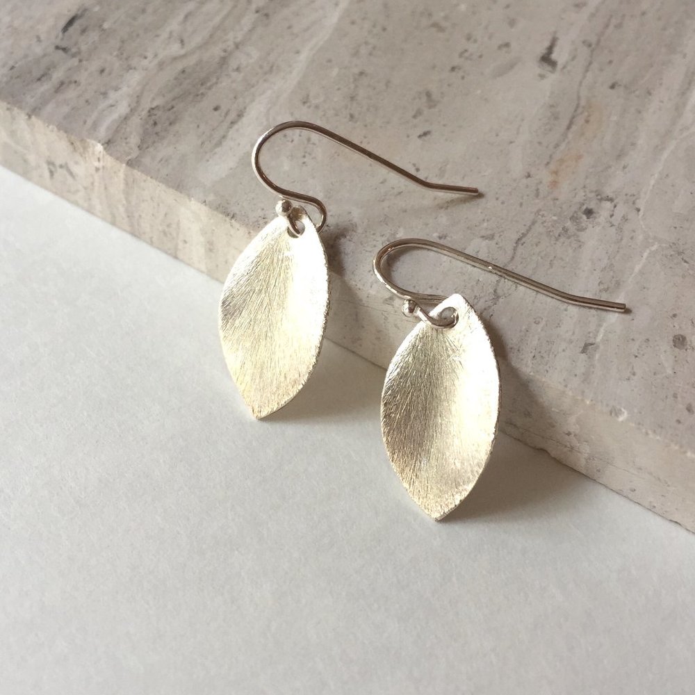 Sterling Silver brushed Leaf Earrings —NWT